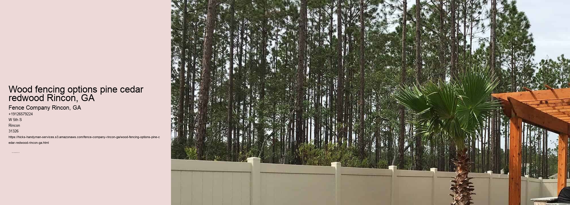 Wood fencing options pine cedar redwood Rincon, GA